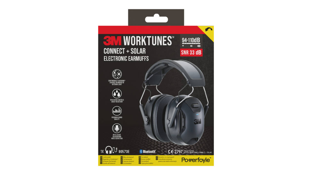 Oorkap 3M WorkTunes Connect en Solar Bluetooth 33dB zwart