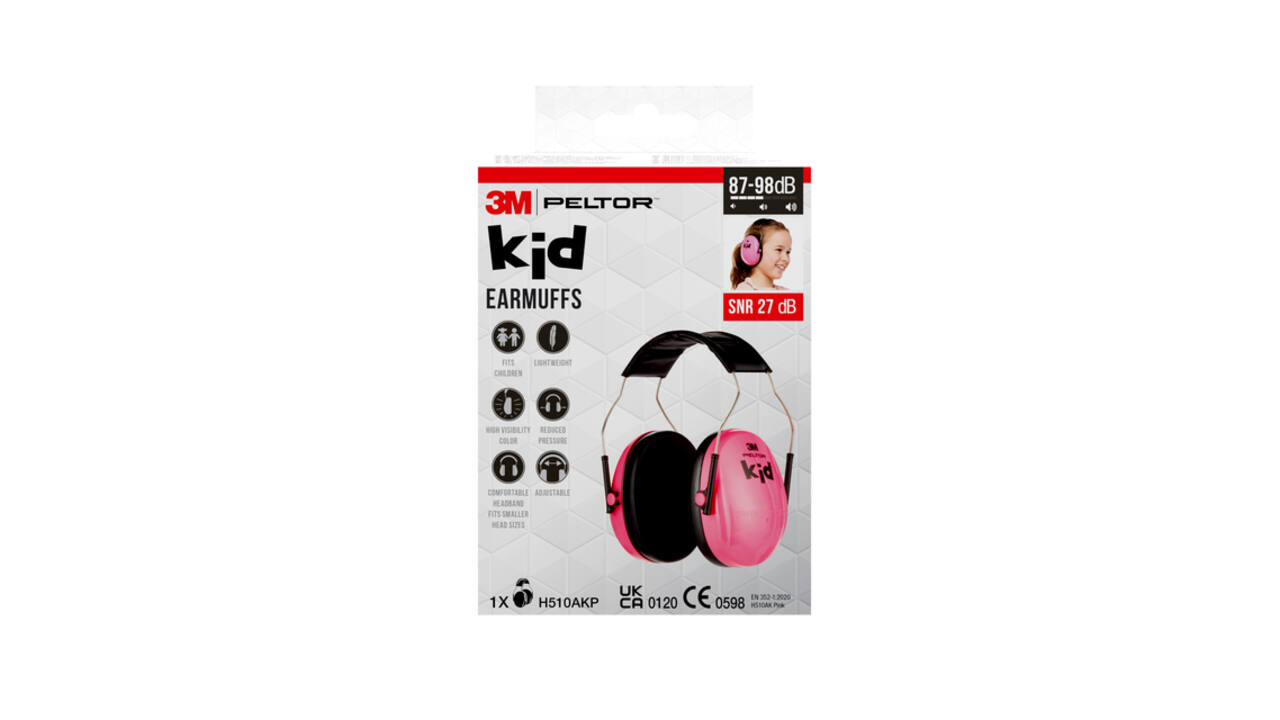 Oorkap 3M Peltor voor kinderen  H510AK 87-98 dB roze