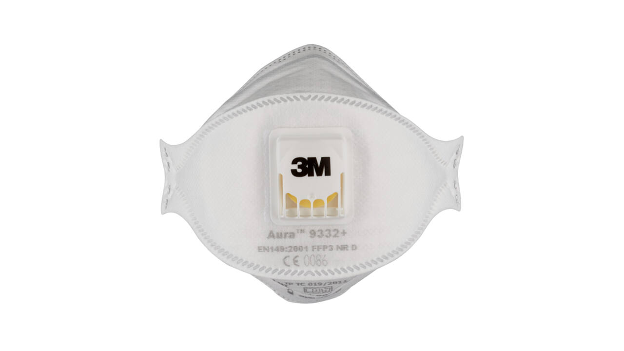 Stofmasker 3M Aura Comfort Cool Flow 9332 FFP3 met ventiel 10 stuks