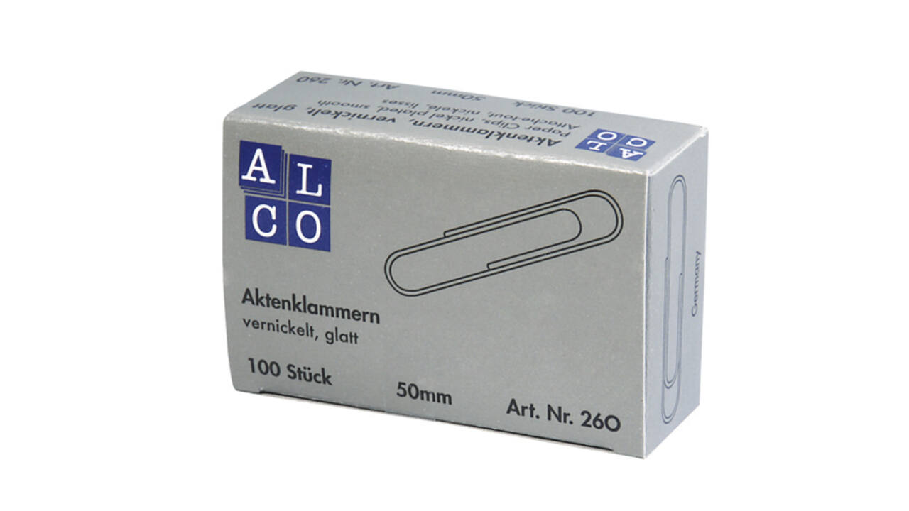 Paperclip Alco 50mm rond vernikkeld 100 stuks