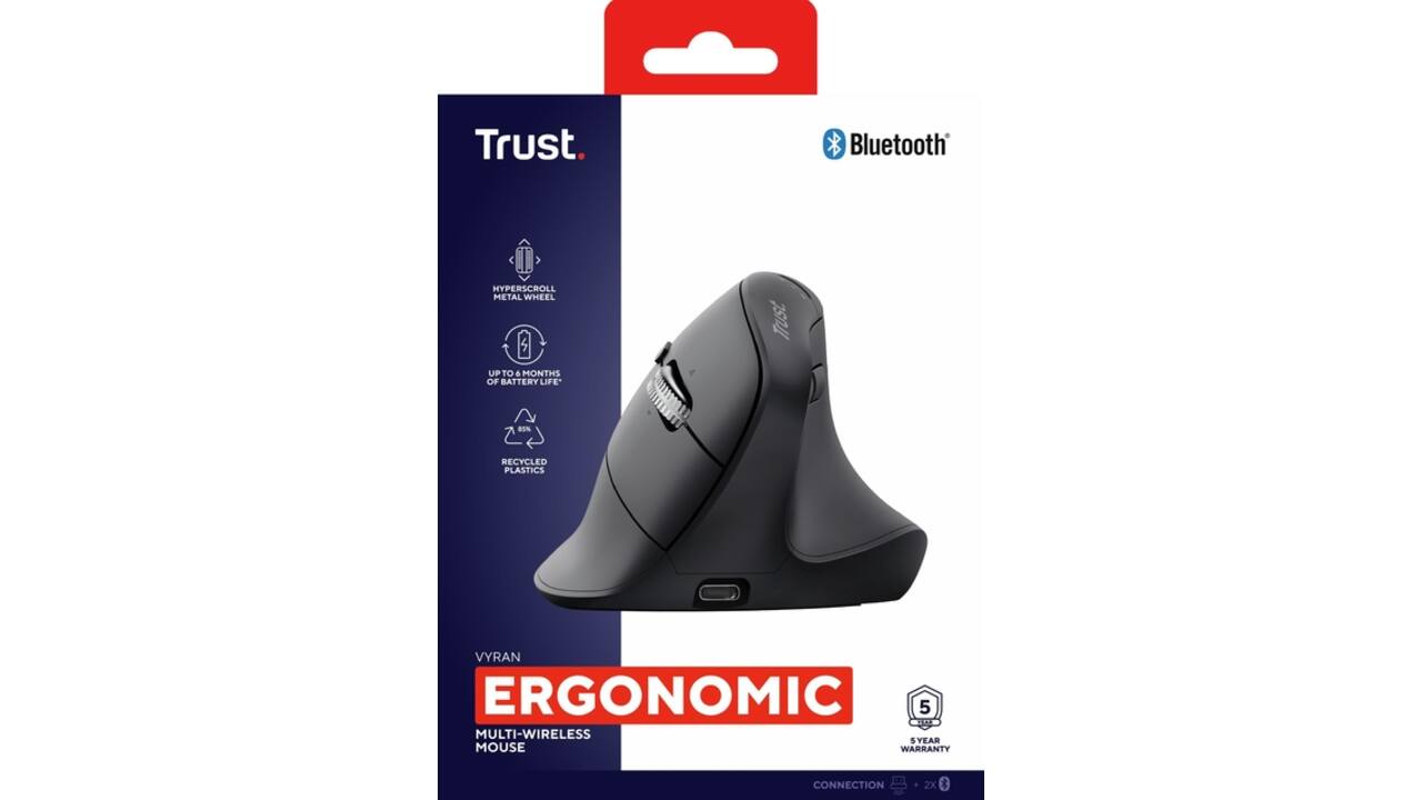 Ergonomische muis Trust hyperscroll Vyran draadloos