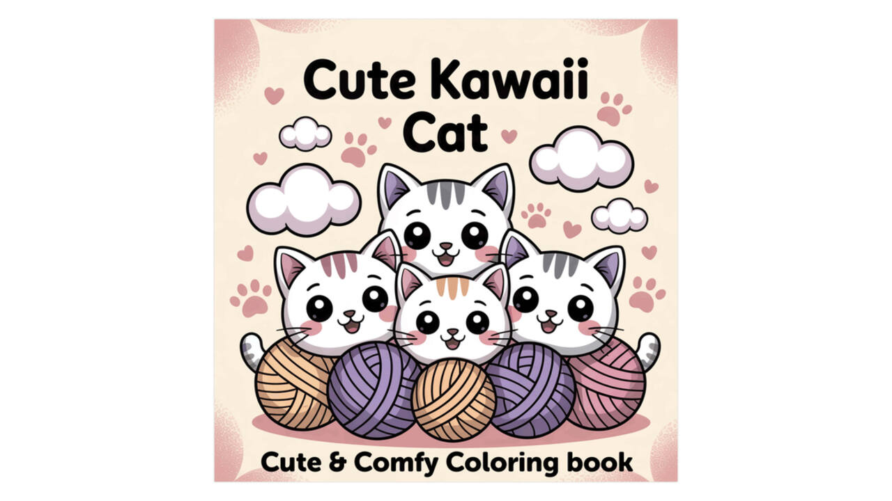 Kleurboek Cute Kawaii Cat