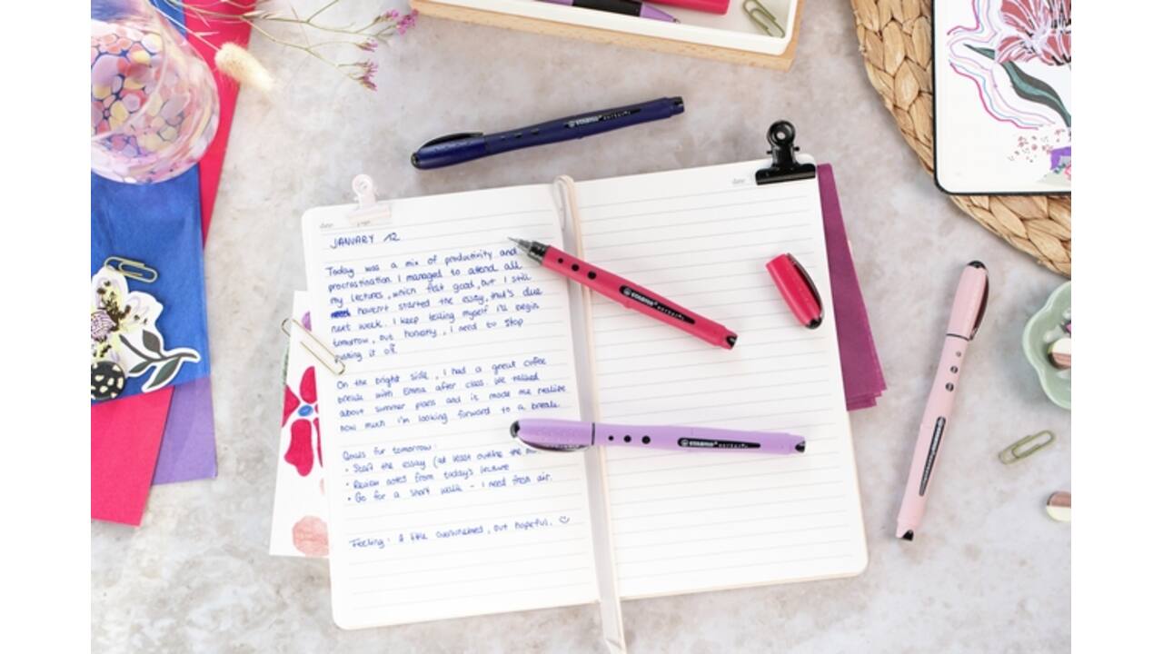 Rollerpen STABILO worker+ Wildflower medium Pruisisch blauw