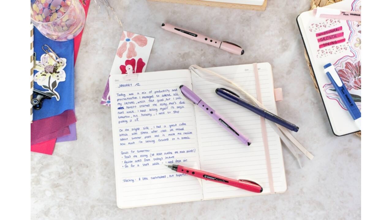 Rollerpen STABILO worker+ Wildflower medium Pruisisch blauw