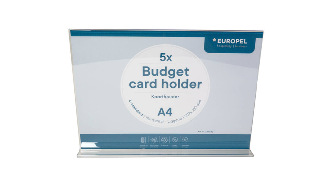 Kaarthouder Europel Budget T-standaard A4 liggend 5 stuks