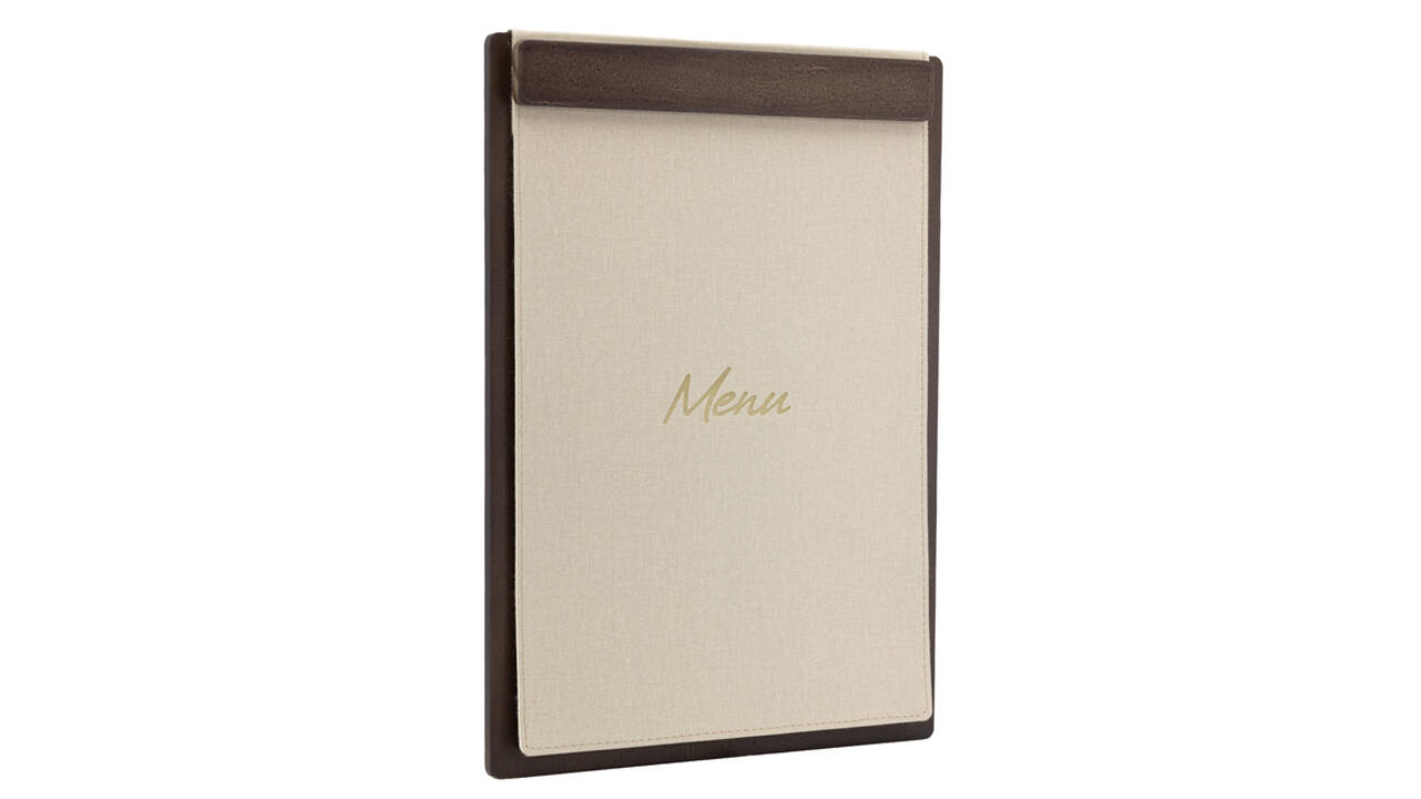 Menukaart Securit Signature klembord A4 donker hout grijs