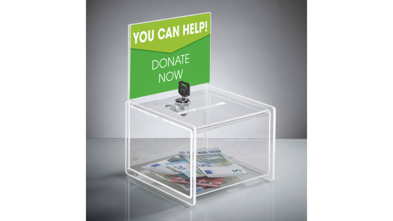 Actiebox Sigel transparant met slot 15x22x15cm + insteek