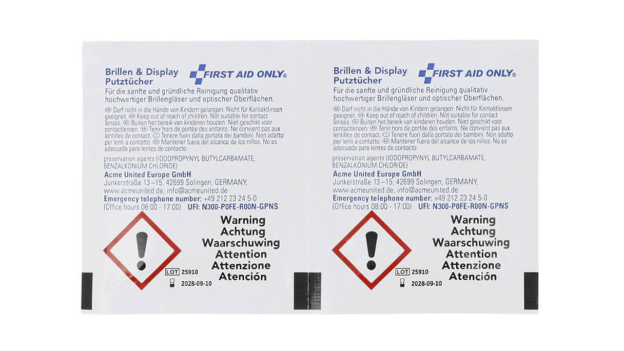 Brillendoekjes First Aid Only pak 50 stuks