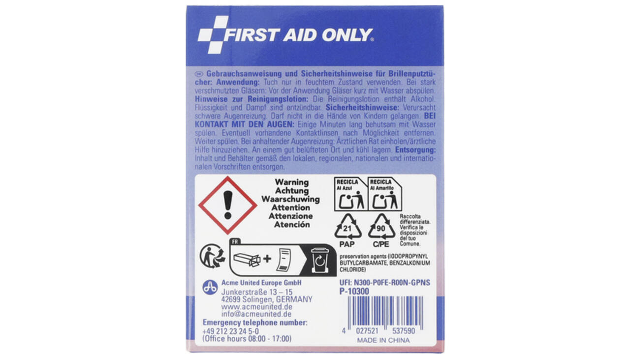 Brillendoekjes First Aid Only pak 50 stuks
