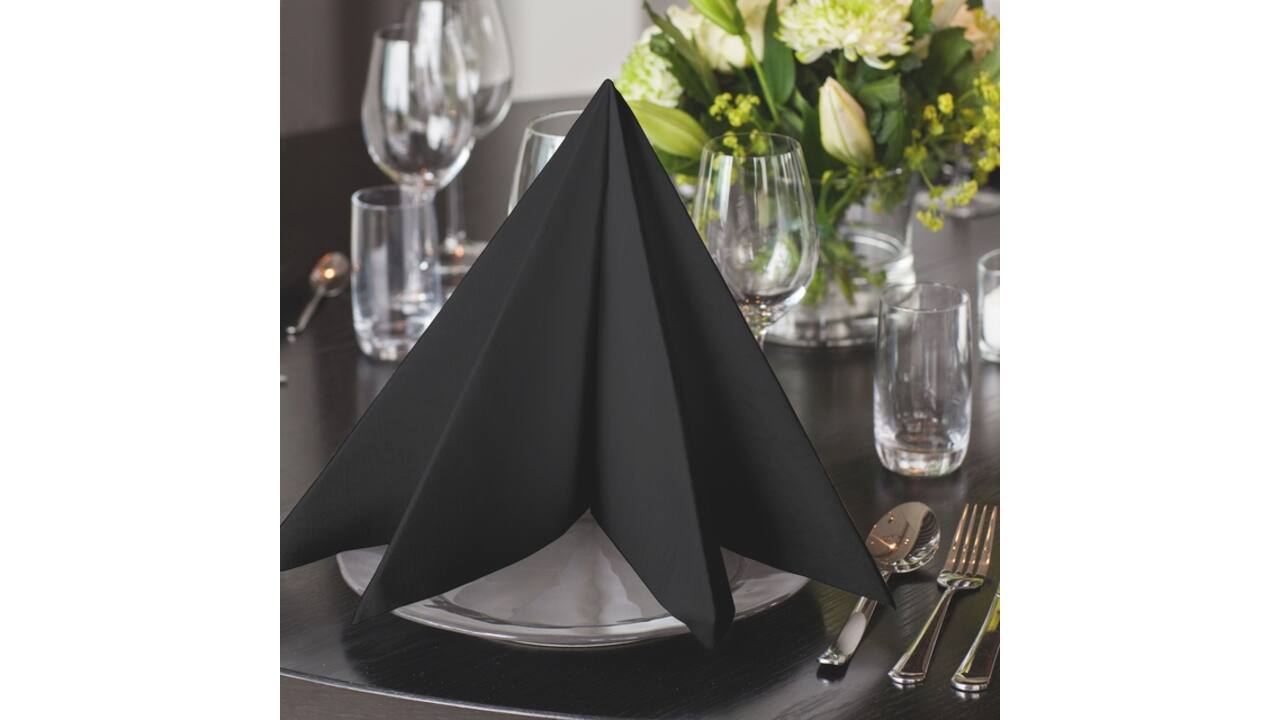 Dinerservet Tork Linstyle Premium 1/4 vouw 1-laags 390x390mm 50 vel zwart 478825