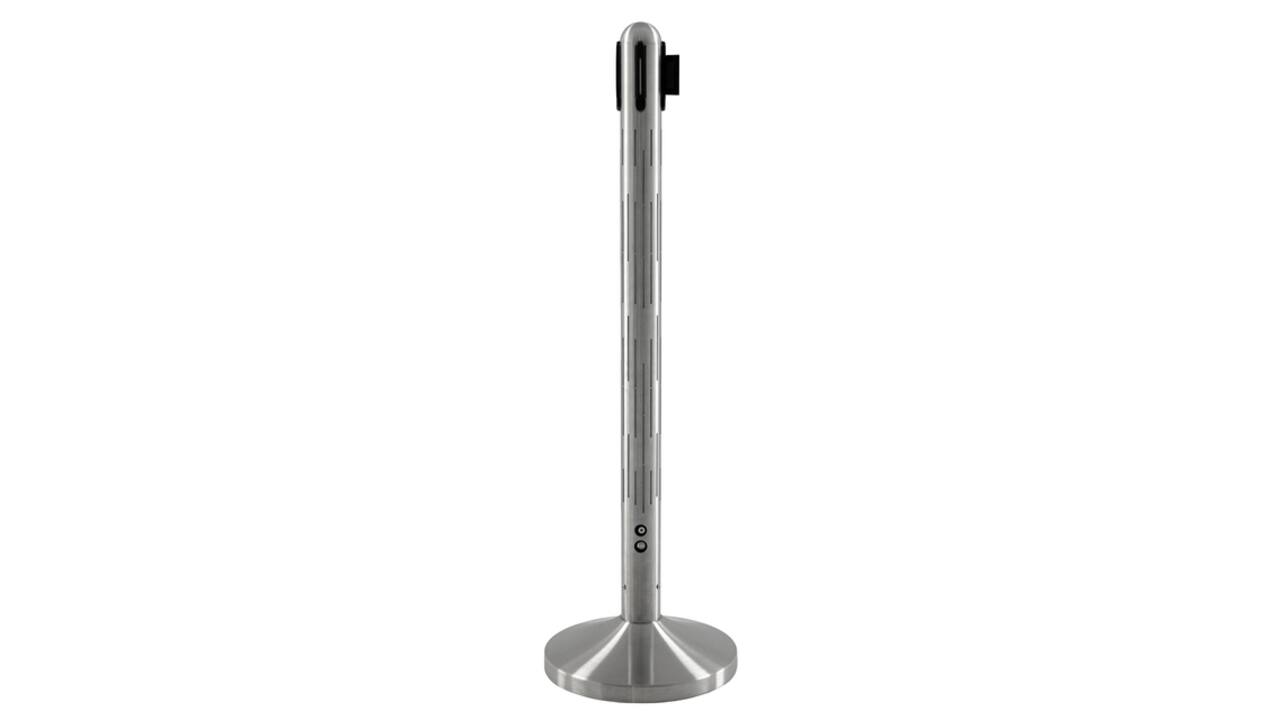 Afzetpaal Securit Nova RVS met rolband en RGB-verlichting 100cm zilver