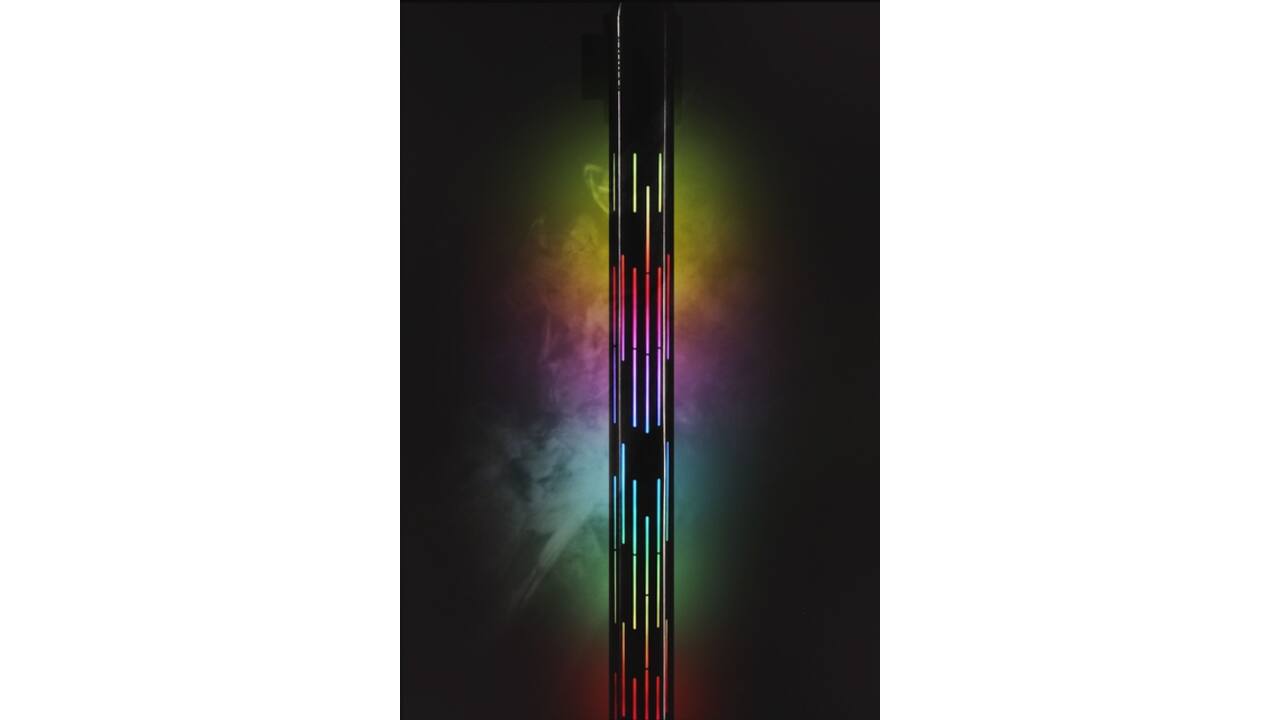 Afzetpaal Securit Nova RVS met rolband en RGB-verlichting 100cm zilver