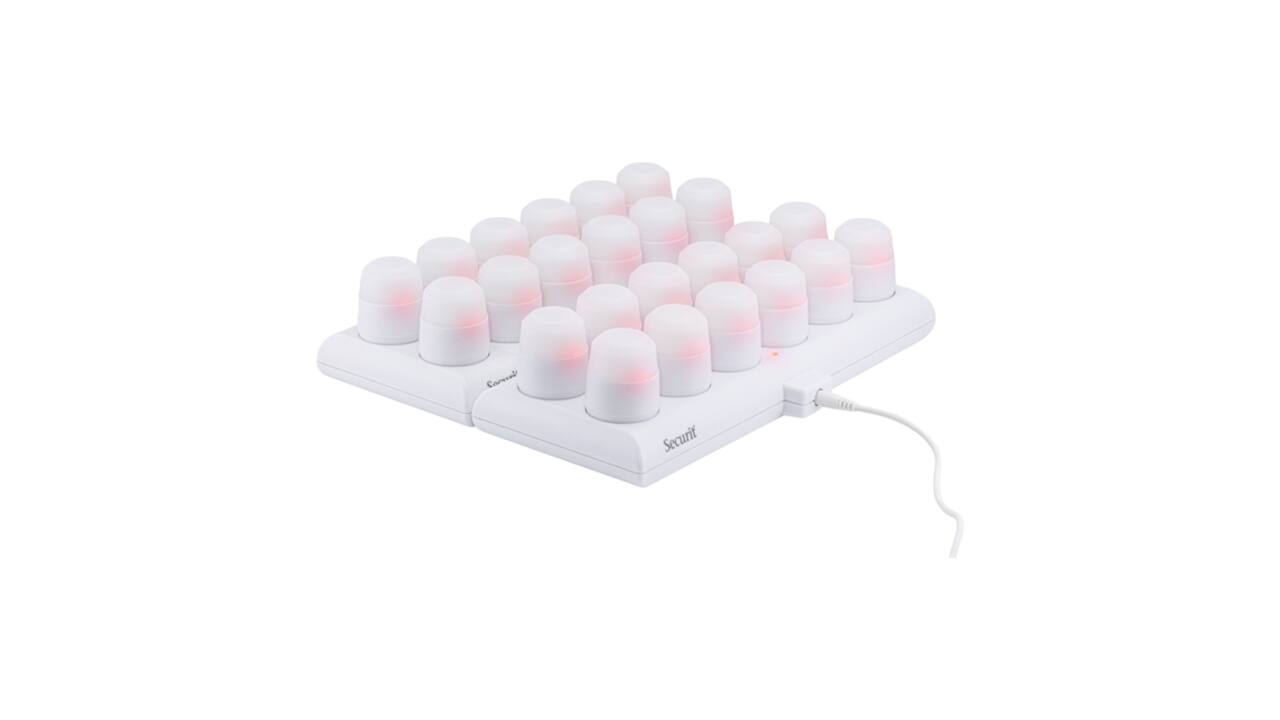 Theelicht Securit Amsterdam LED warmwit met oplaadstation 12 stuks wit