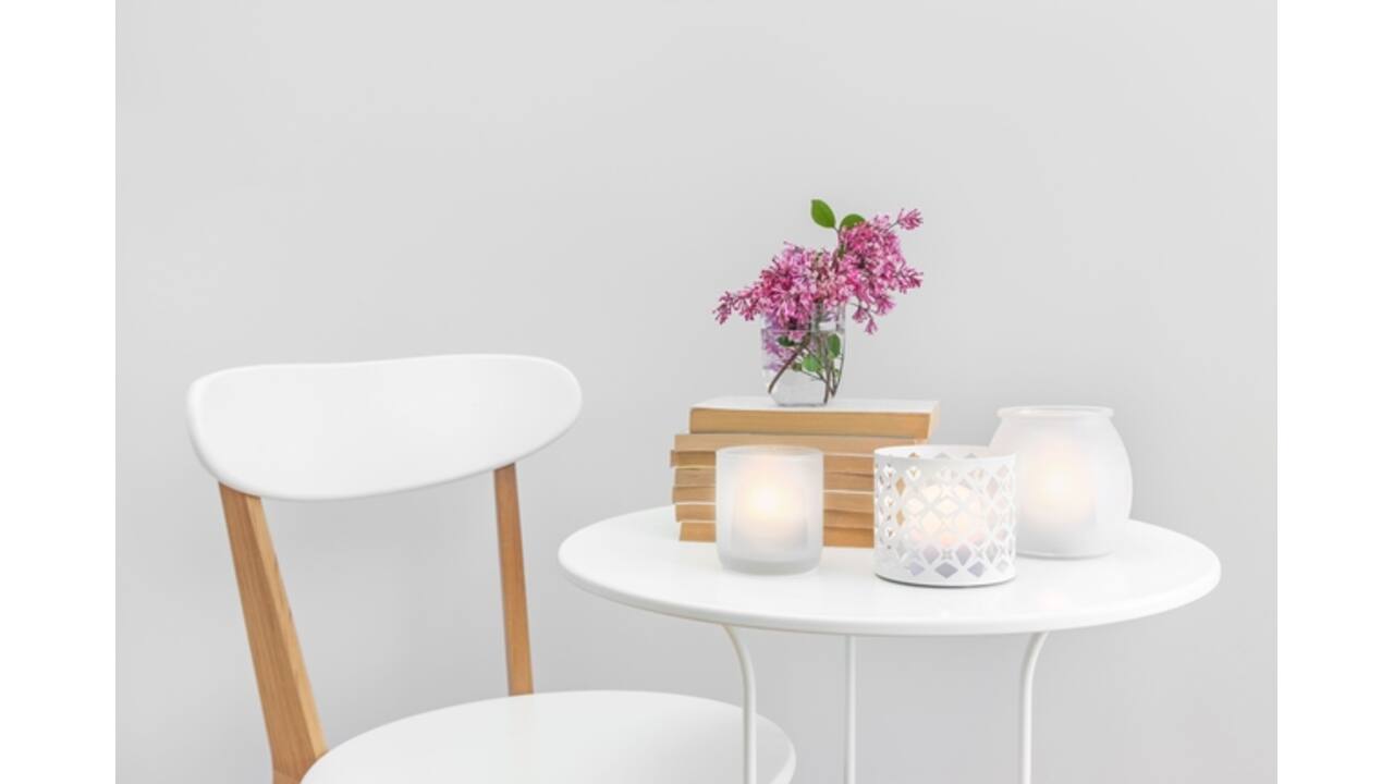 Theelicht Securit Amsterdam LED warmwit met oplaadstation 12 stuks wit