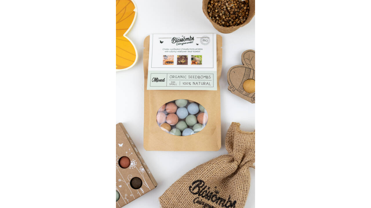 Gitfbag Blossombs mix 12 zak à 25 zaadbommetjes