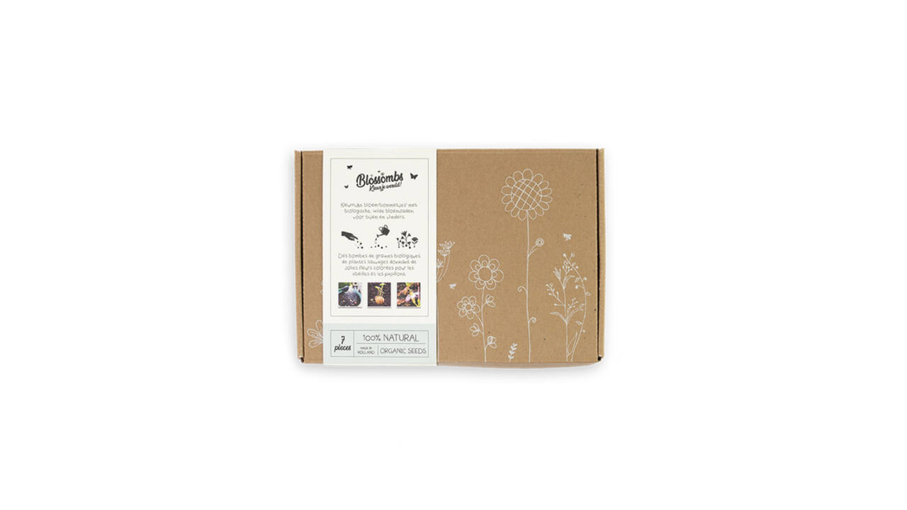 Giftbox Blossombs wilde bloemzaden box à 7 zaadbommetjes