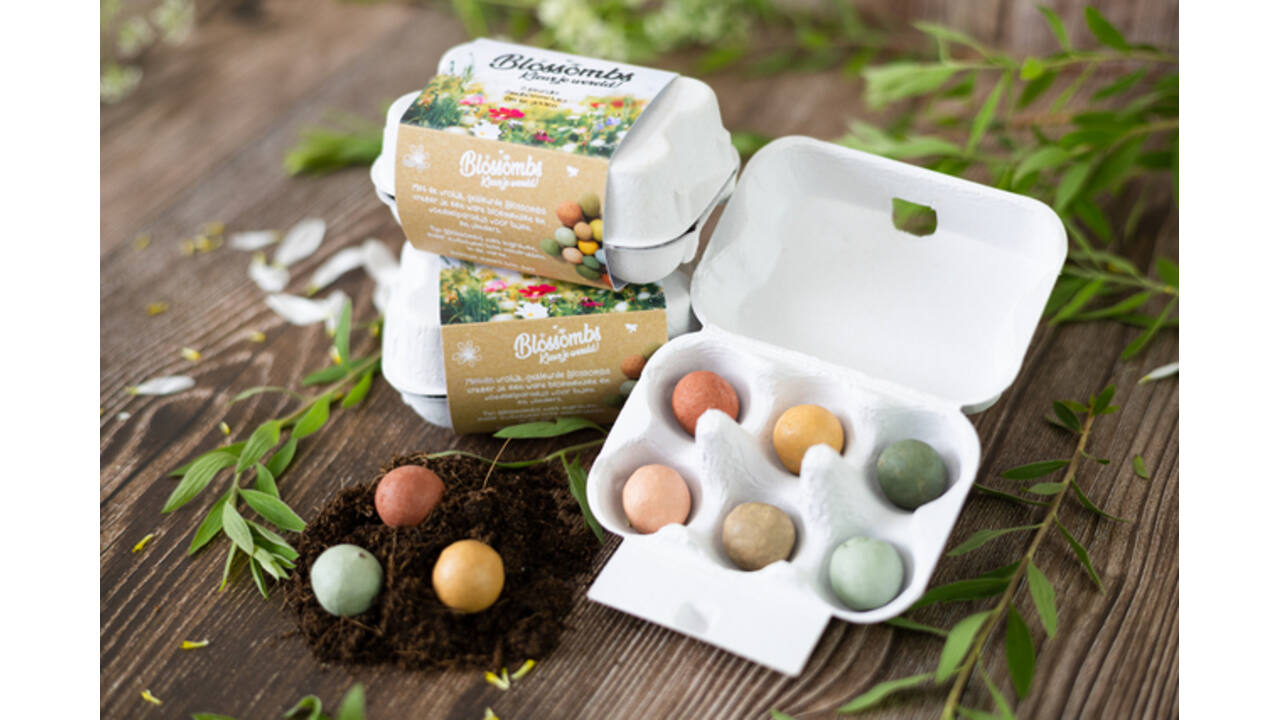 Giftbox Blossombs bloemen eierdoosje à 6 zaadbommetjes