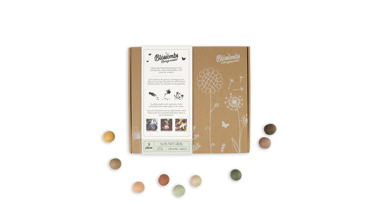 Giftbox Blossombs wilde bloemzaden box à 9 zaadbommetjes