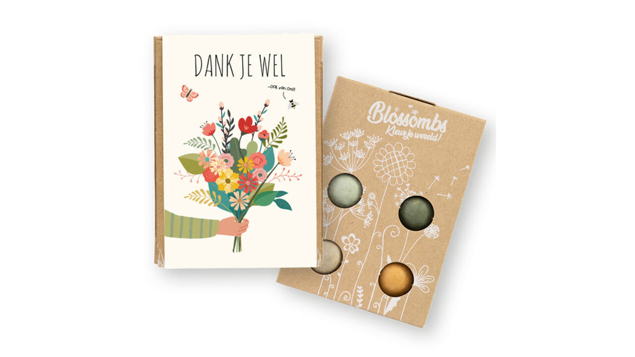 Giftbox Blossombs Dank je wel minibox à 4 zaadbommetjes