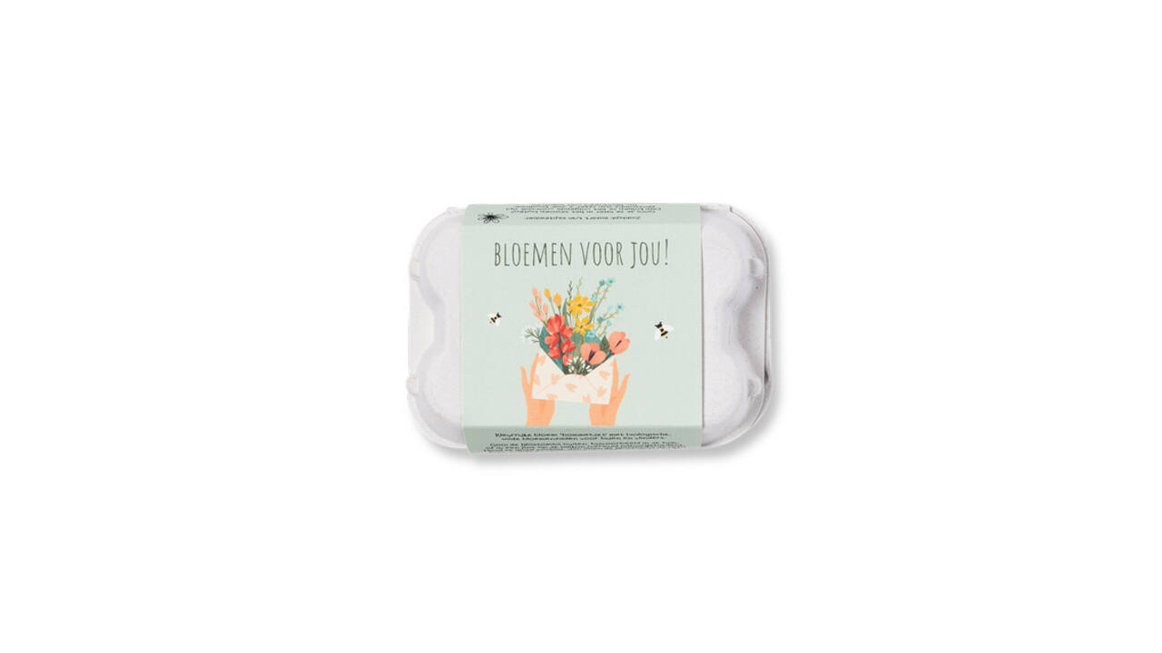 Giftbox Blossombs Bloemen voor jou eierdoosje à 6 zaadbommetjes