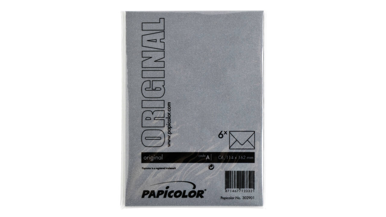 Envelop Papicolor C6 114x162mm ravenzwart pak à 6 stuks