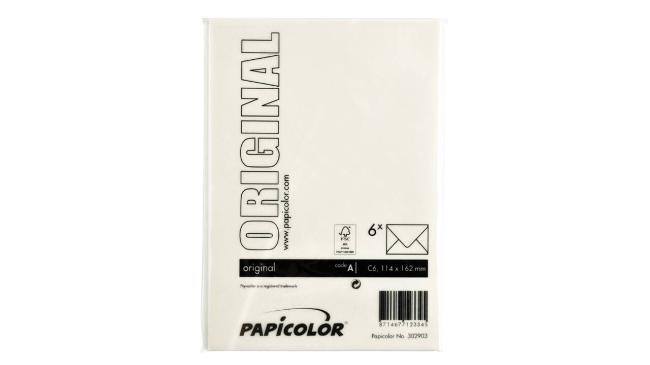 Envelop Papicolor C6 114x162mm anjerwit pak à 6 stuks