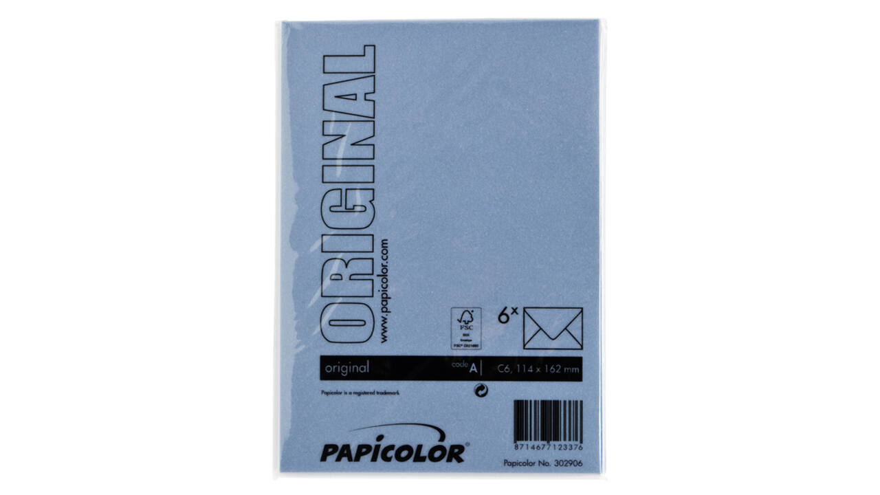 Envelop Papicolor C6 114x162mm donkerblauw pak à 6 stuks