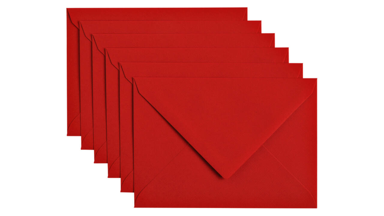 Envelop Papicolor C6 114x162mm rood pak à 6 stuks
