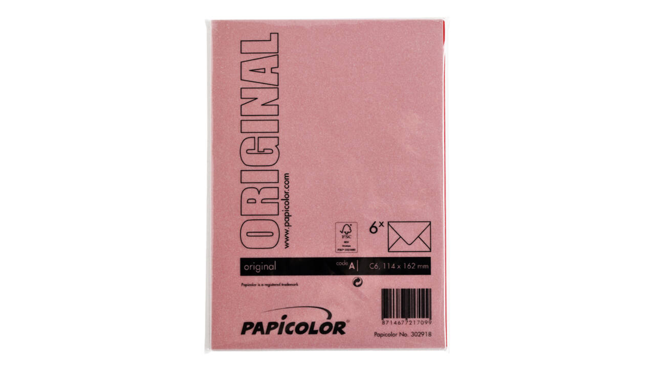Envelop Papicolor C6 114x162mm rood pak à 6 stuks