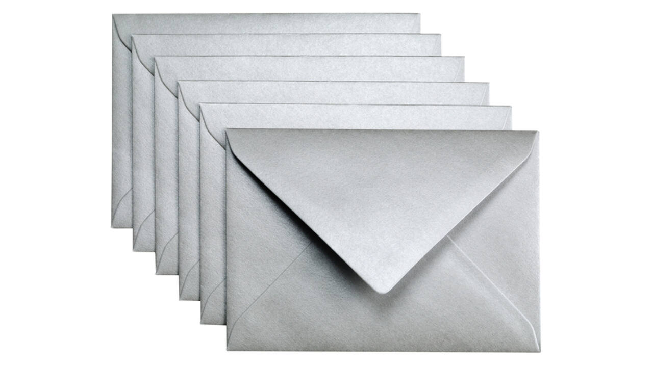 Envelop Papicolor C6 114x162mm metallic zilver pak à 6 stuks