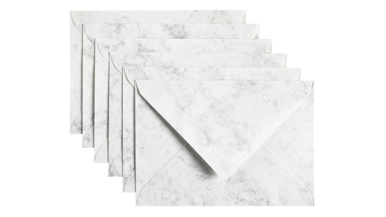 Envelop Papicolor C6 114x162mm marble grijs pak à 6 stuks