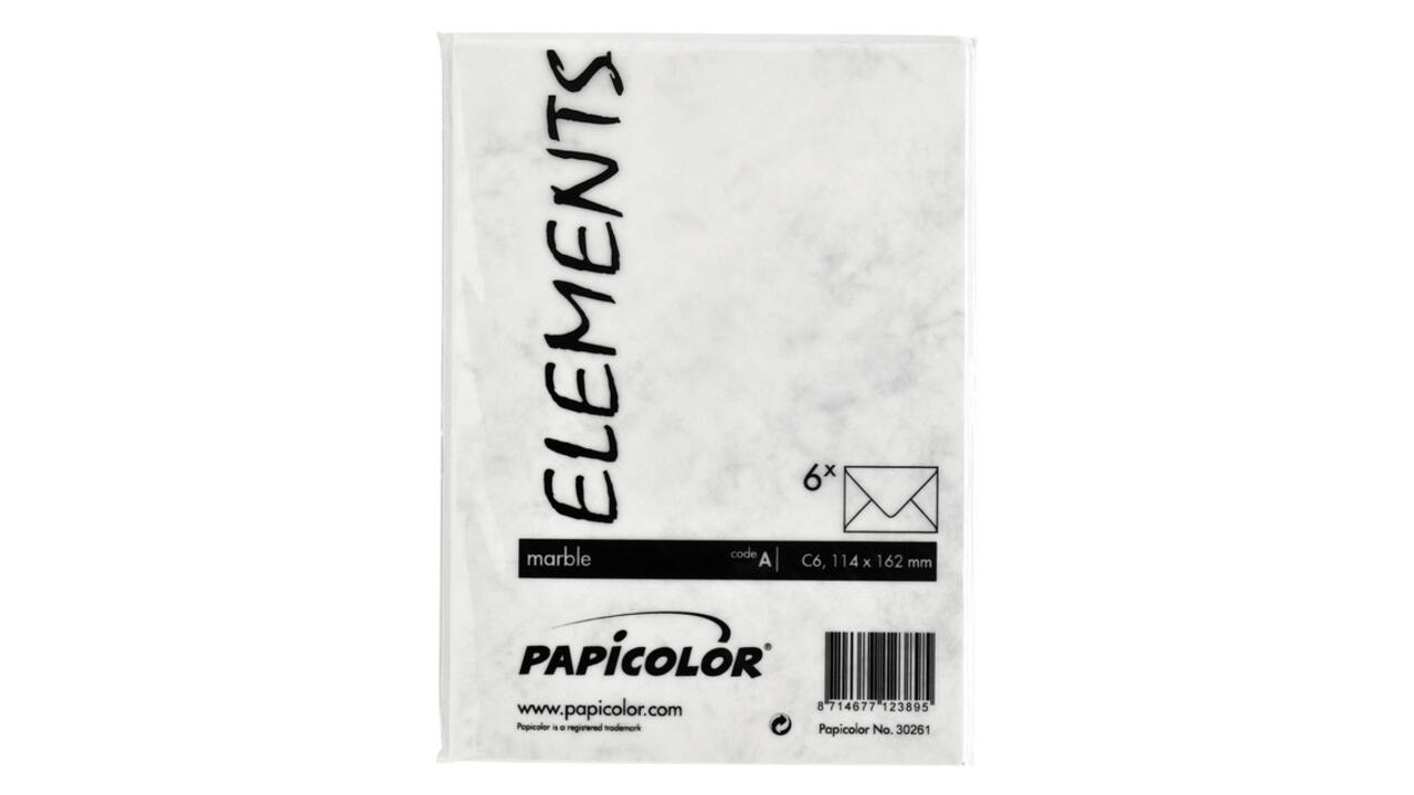 Envelop Papicolor C6 114x162mm marble grijs pak à 6 stuks