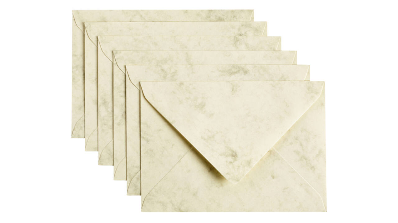 Envelop Papicolor C6 114x162mm marble ivoor pak à 6 stuks