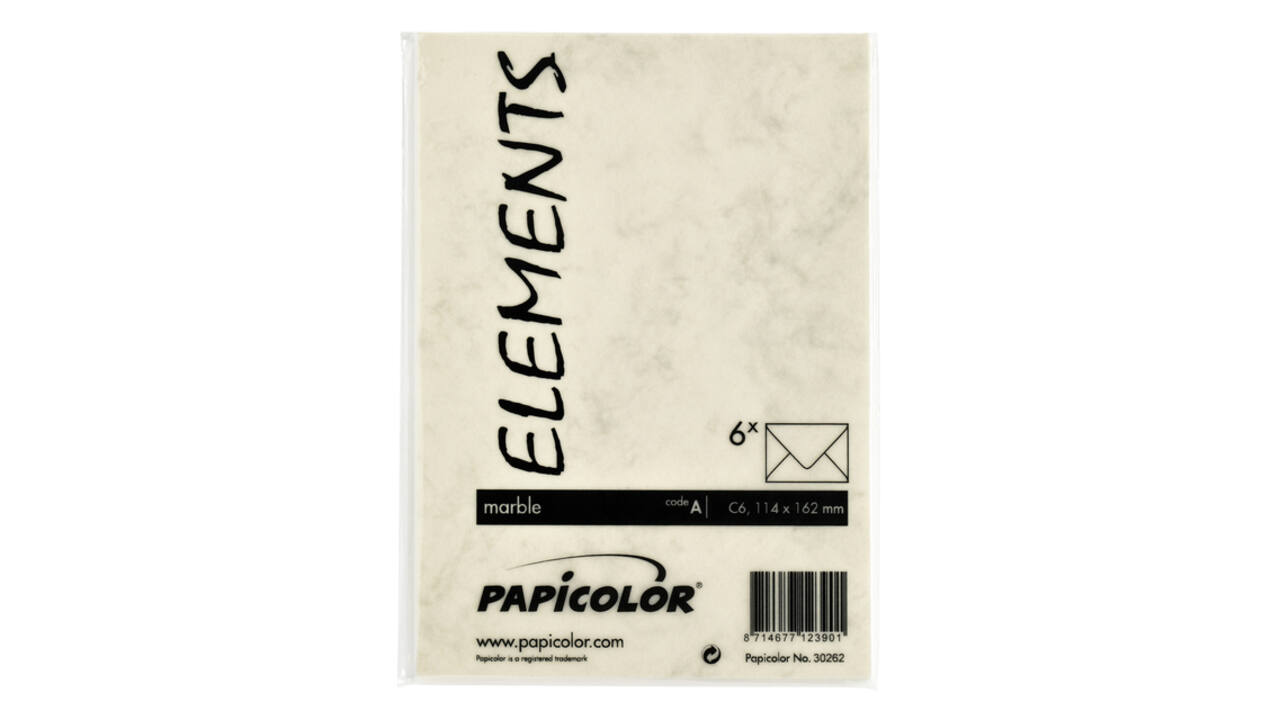Envelop Papicolor C6 114x162mm marble ivoor pak à 6 stuks