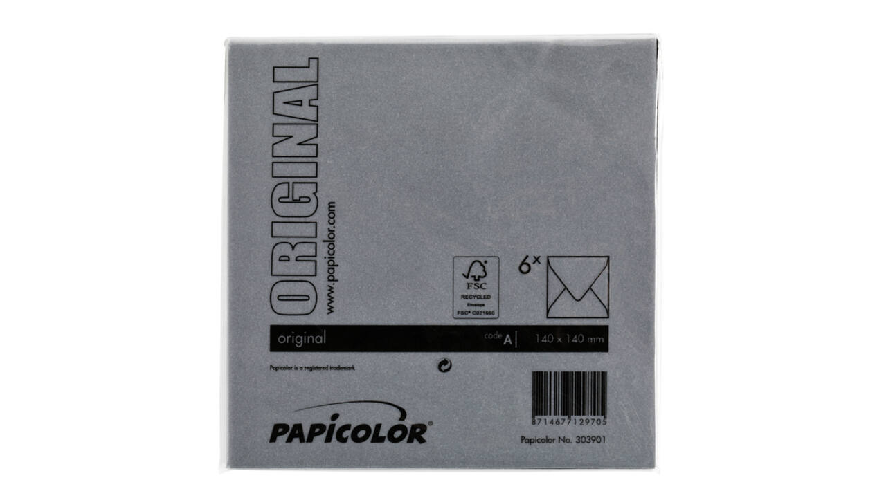 Envelop Papicolor 140x140mm ravenzwart pak à 6 stuks