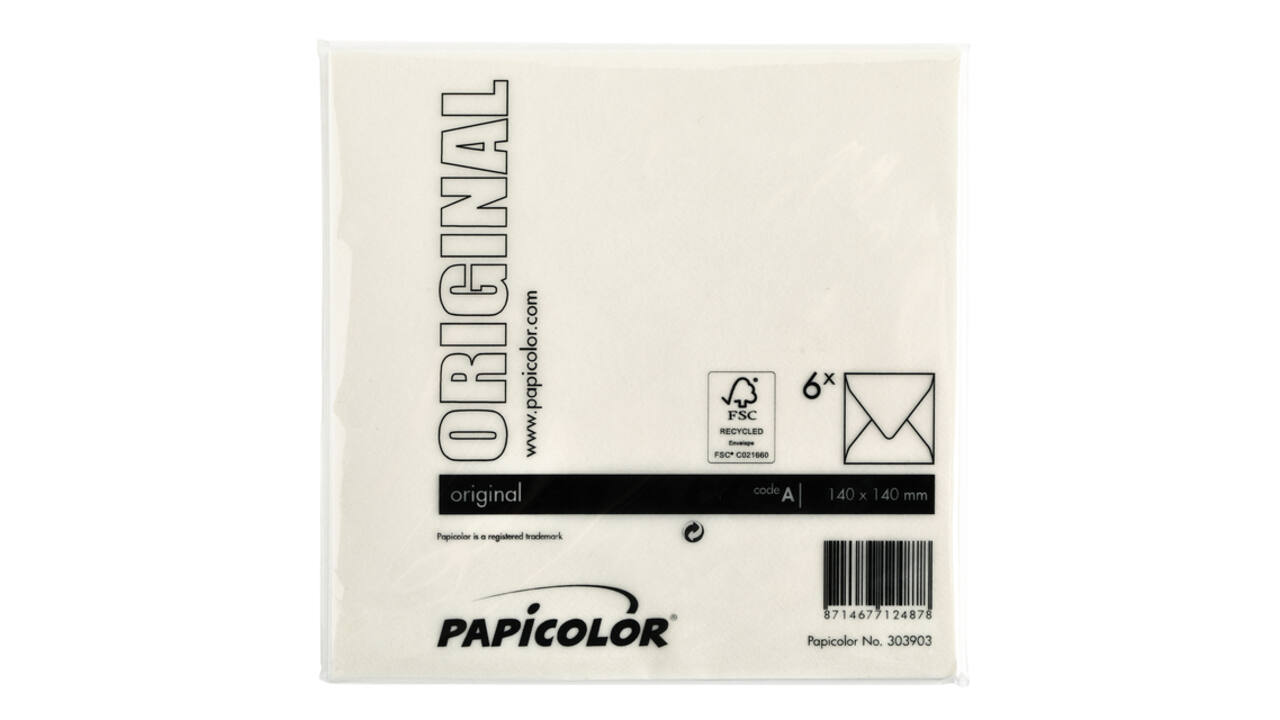 Envelop Papicolor 140x140mm anjerwit pak à 6 stuks