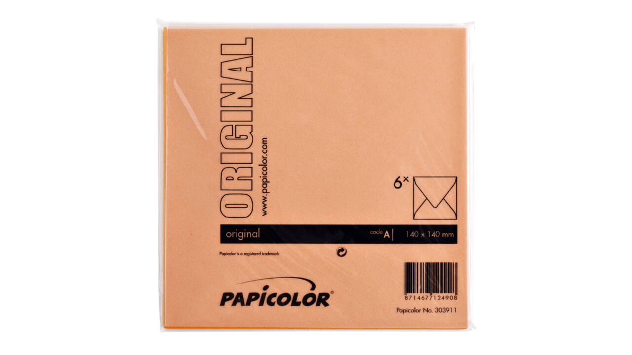 Envelop Papicolor 140x140mm oranje pak à 6 stuks