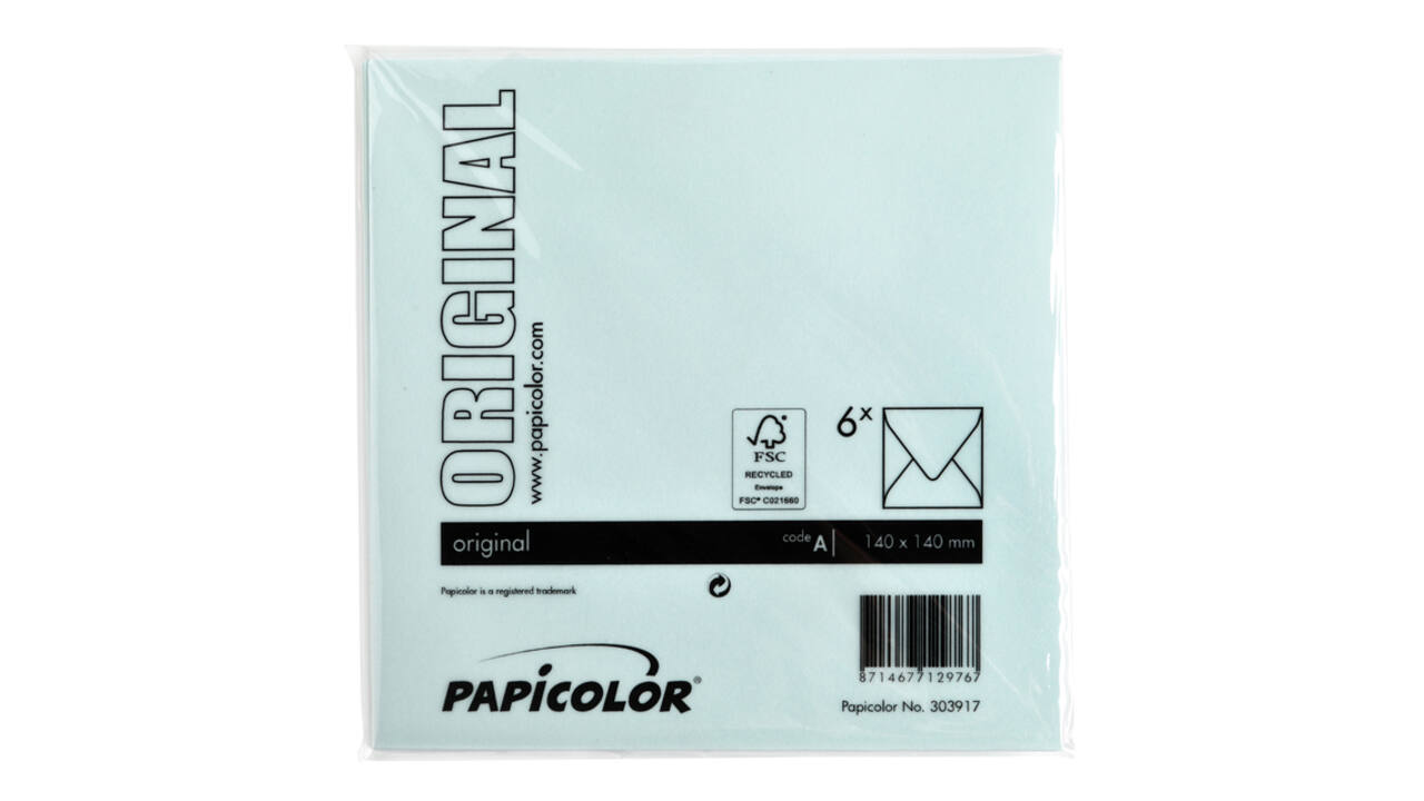 Envelop Papicolor 140x140mm zeegroen pak à 6 stuks