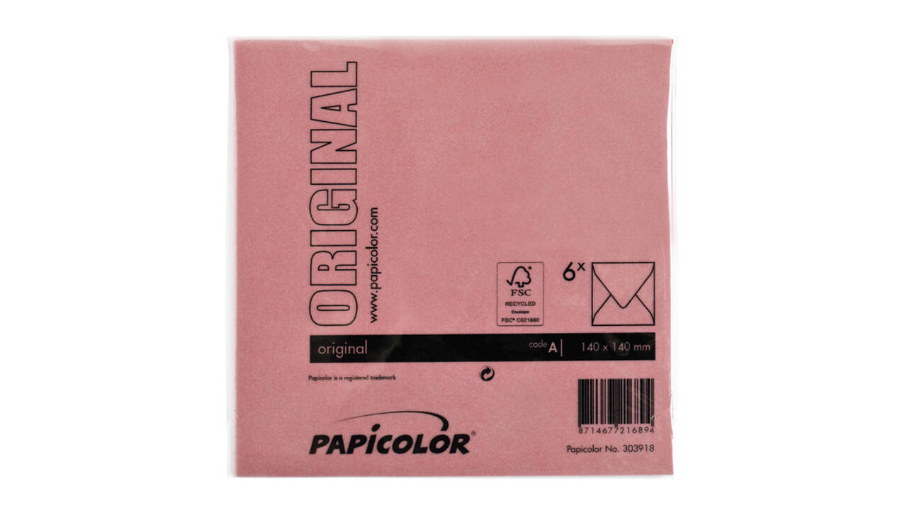 Envelop Papicolor 140x140mm rood pak à 6 stuks