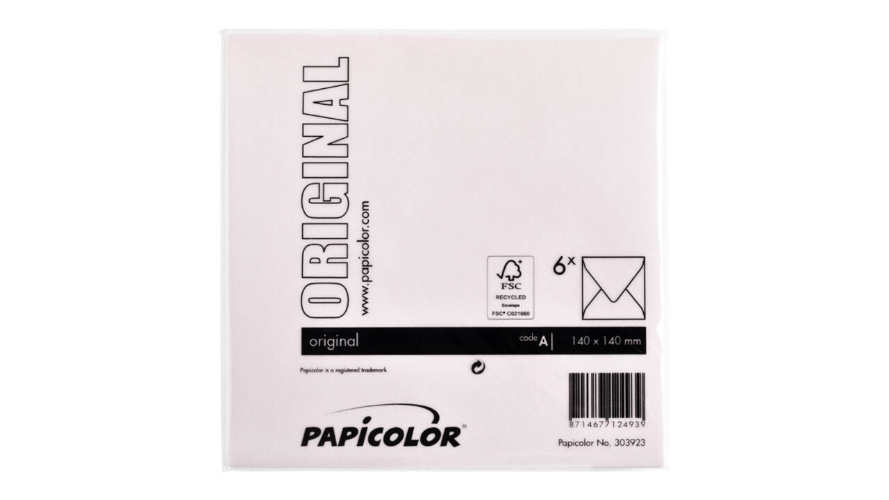 Envelop Papicolor 140x140mm lichtroze pak à 6 stuks