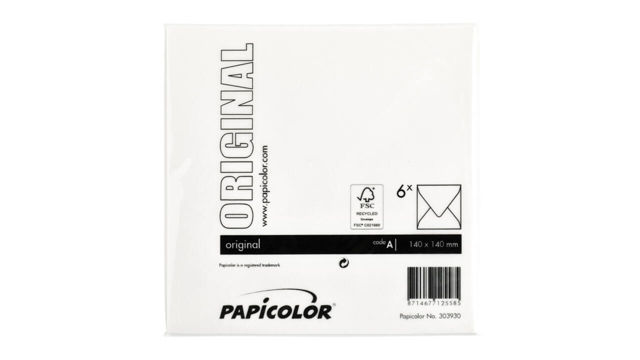 Envelop Papicolor 140x140mm hagelwit pak à 6 stuks
