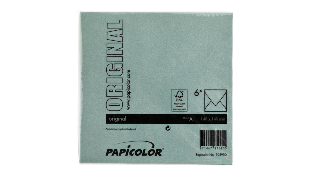 Envelop Papicolor 140x140mm dennengroen pak à 6 stuks