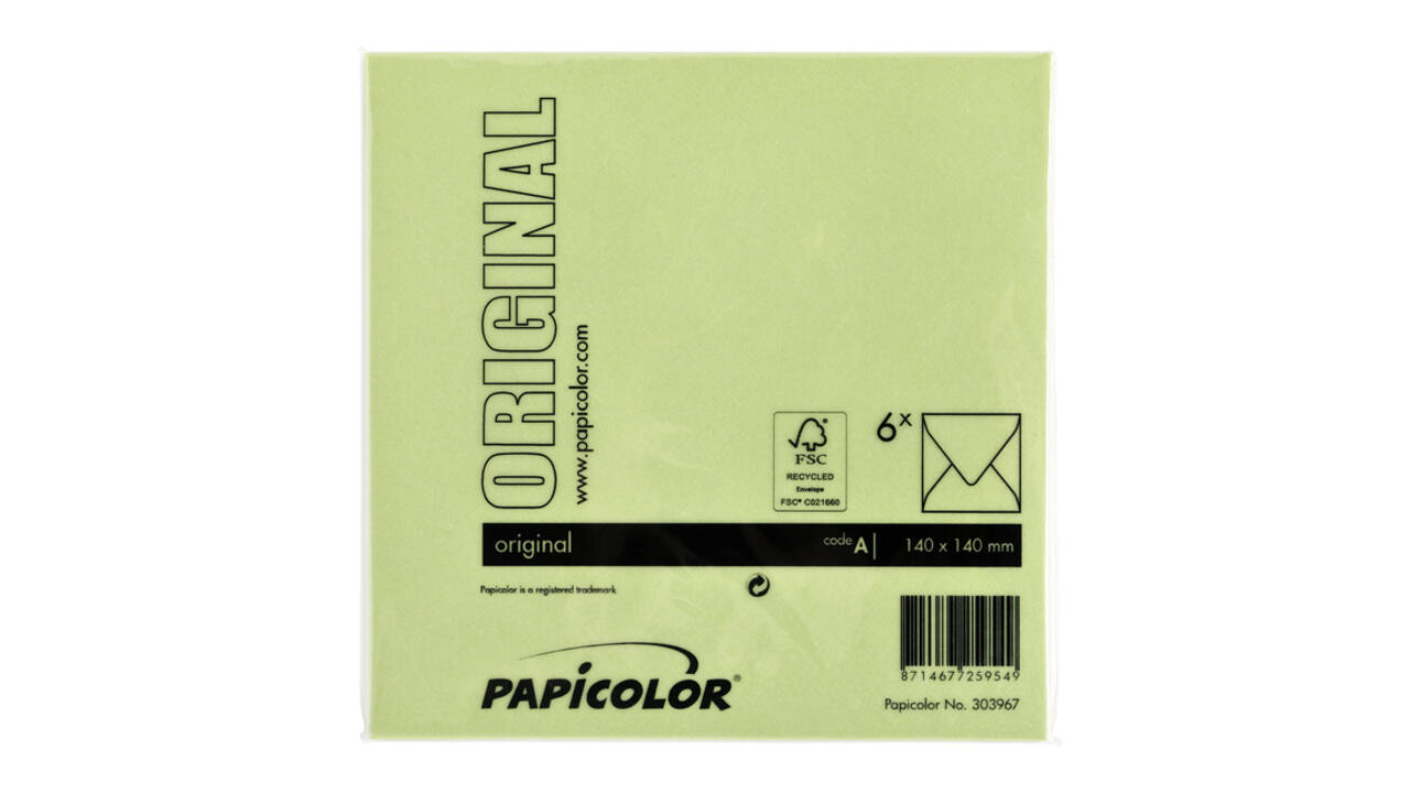 Envelop Papicolor 140x140mm appelgroen pak à 6 stuks