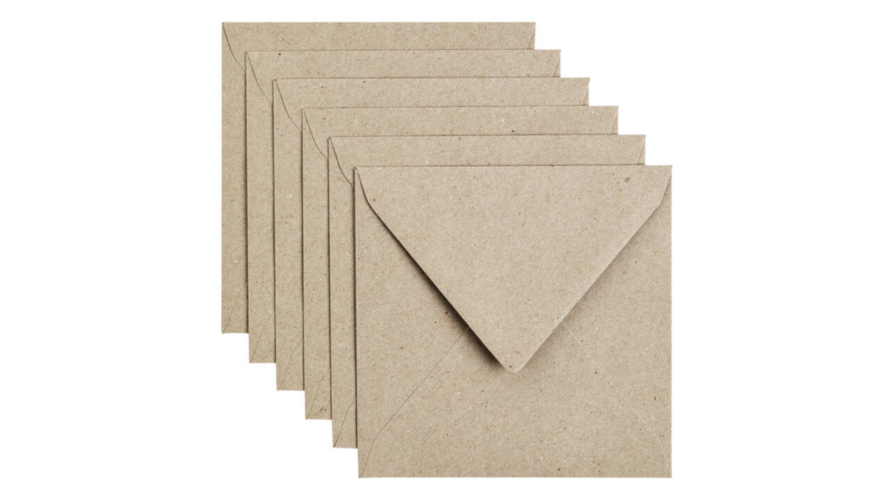 Envelop Papicolor 140x140mm kraft grijs pak à 6 stuks