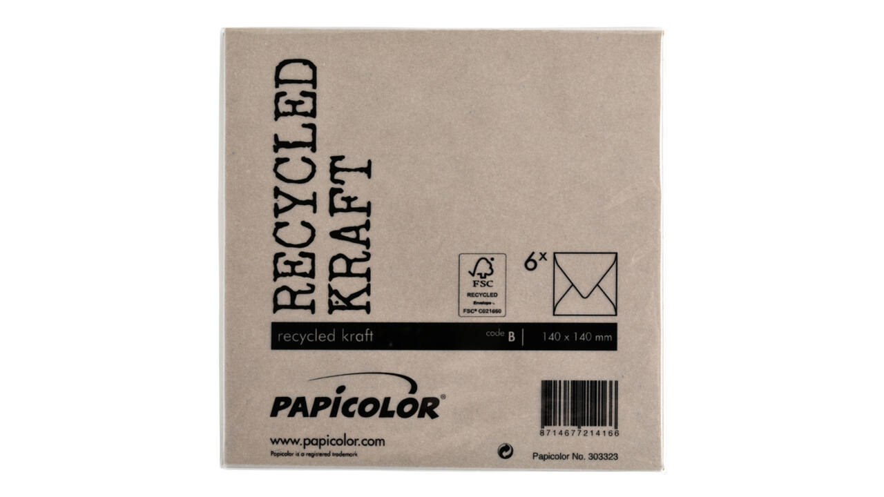 Envelop Papicolor 140x140mm kraft bruin pak à 6 stuks