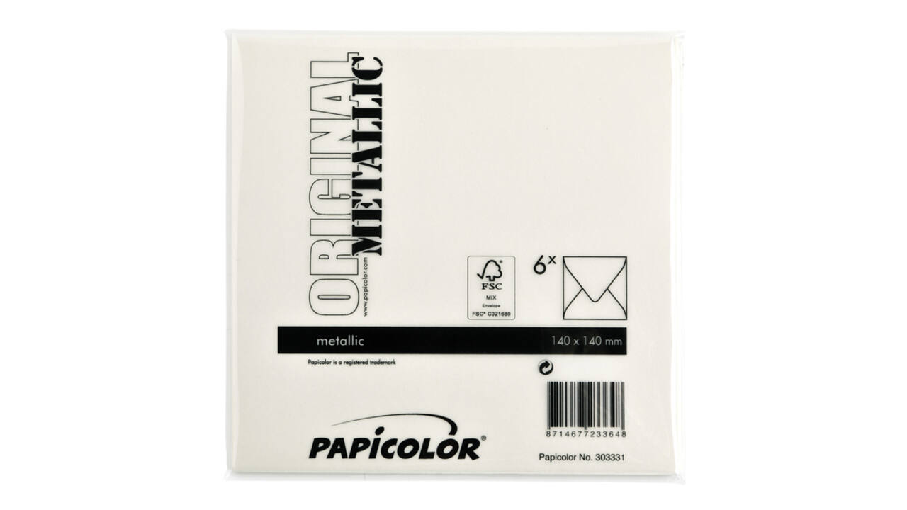 Envelop Papicolor 140x140mm metallic ivoor pak à 6 stuks