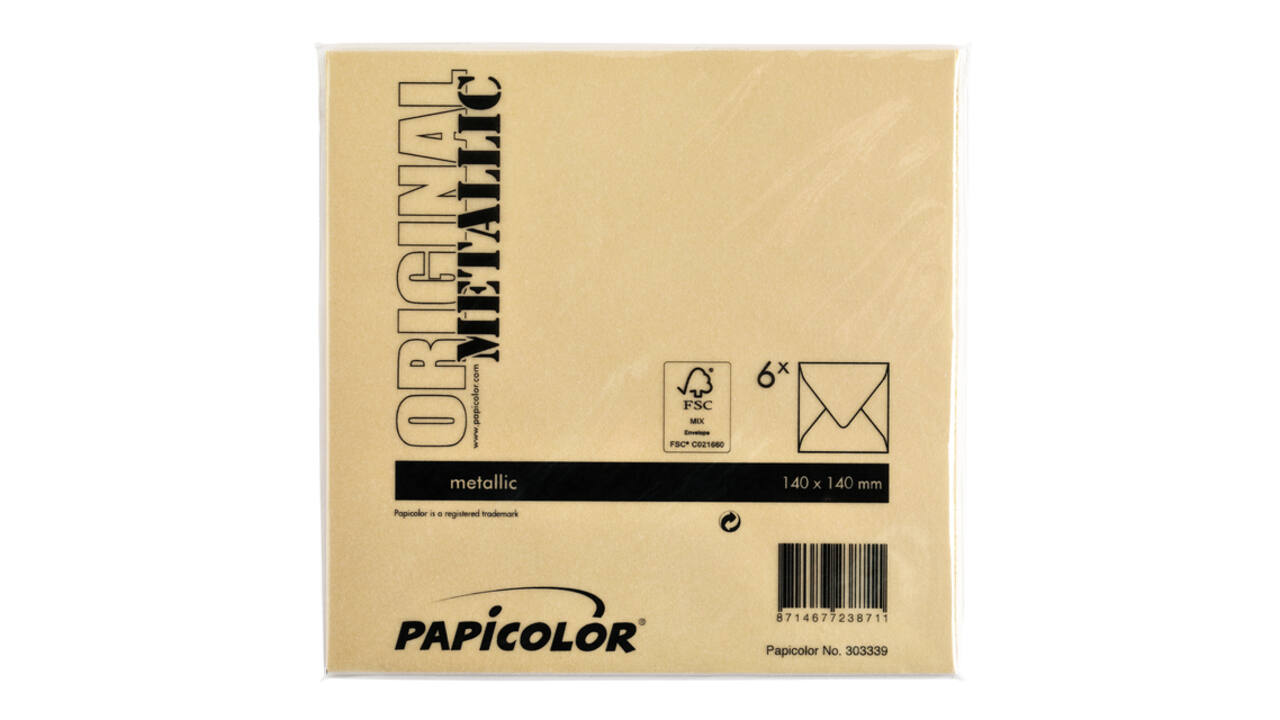 Envelop Papicolor 140x140mm metallic goud pak à 6 stuks