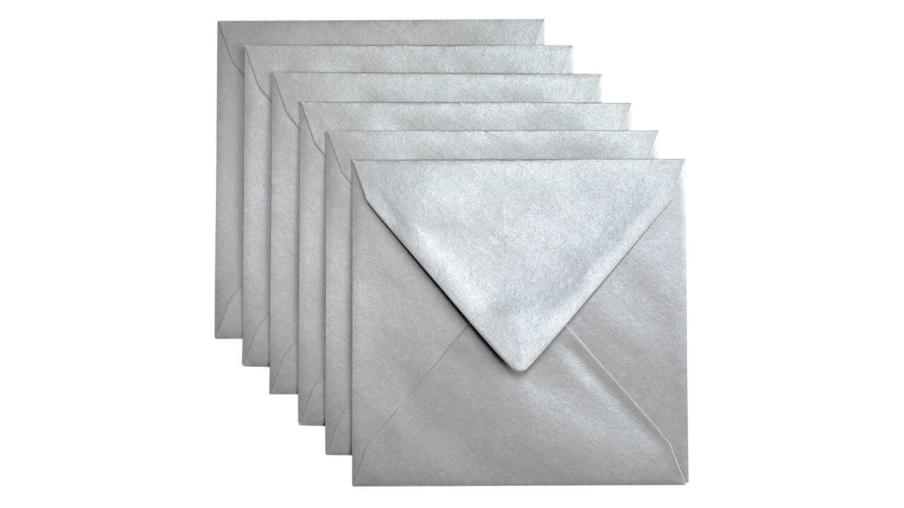 Envelop Papicolor 140x140mm metallic zilver pak à 6 stuks