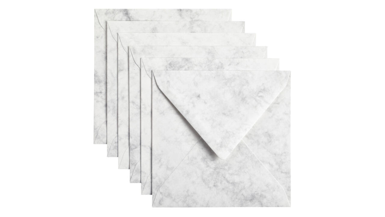 Envelop Papicolor 140x140mm marble grijs pak à 6 stuks