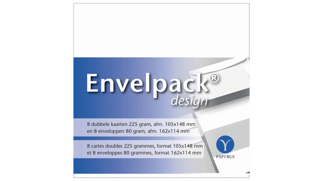 Dubbele kaart Papyrus Envelpack Design C6 114x162mm wit 894436 set van 8